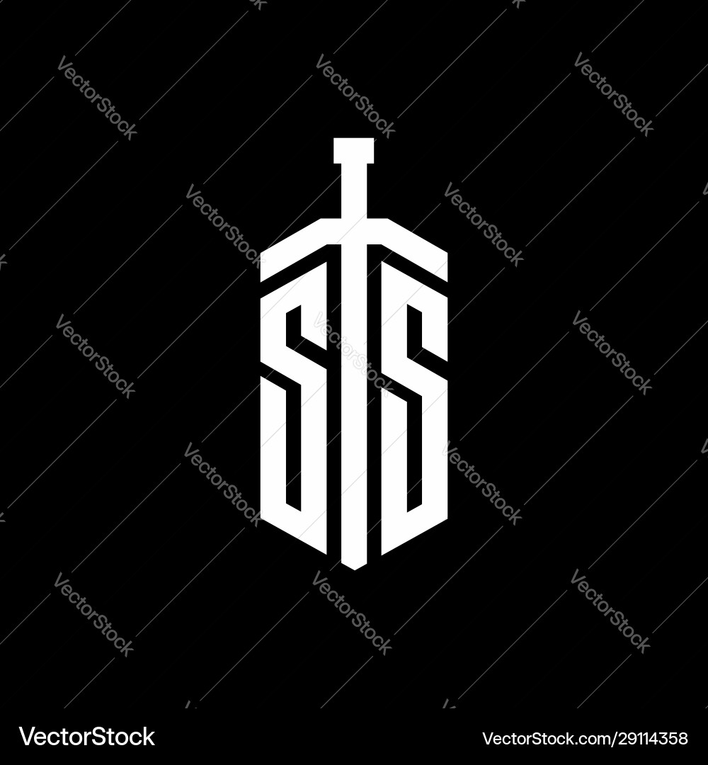 Ss Logo Monogramm mit Schwertelement Band Design Ss Logo Monogramm mit Schwertelement Band Design vektorbild