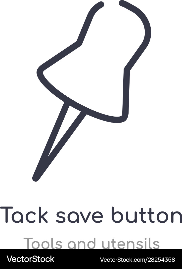 Tack save button outline icon isolated line from vector image