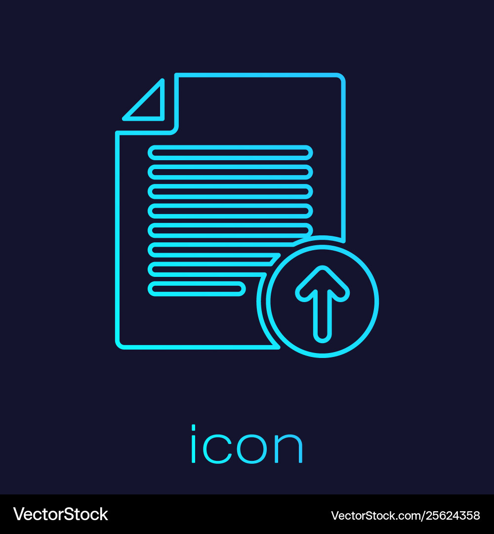 Turquoise upload file line icon isolated on blue Turquoise upload file line icon isolated on blue Vector Image