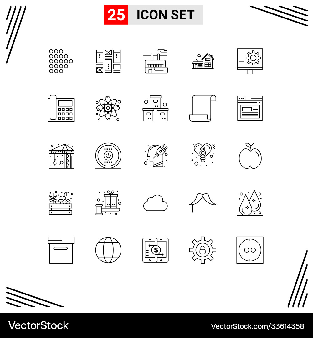 User interface pack 25 basic lines Vector Image