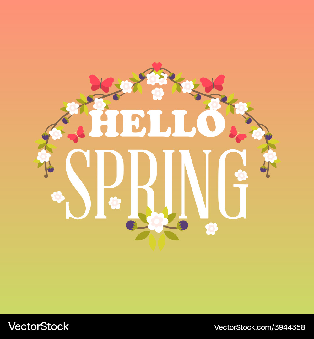 With template text hello spring creative de vector image
