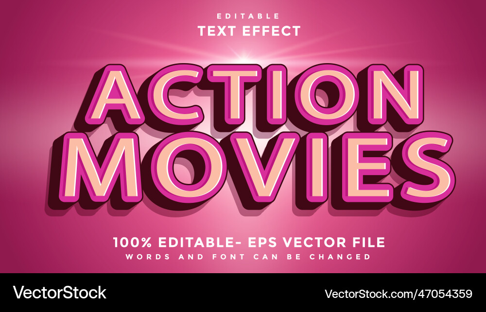3D Minimal Movie Text Effect vector image