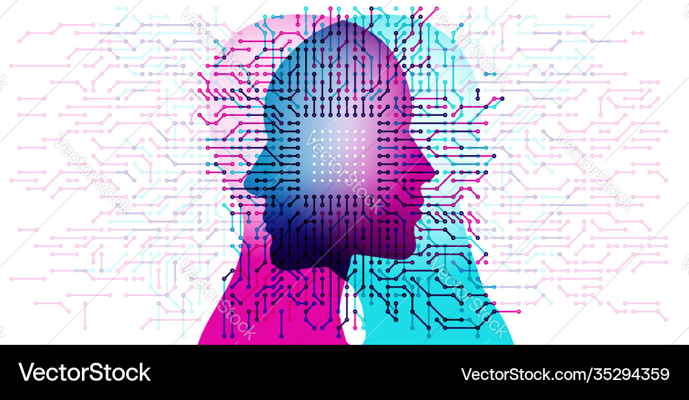 AI Connection - Brain Circuit vector image