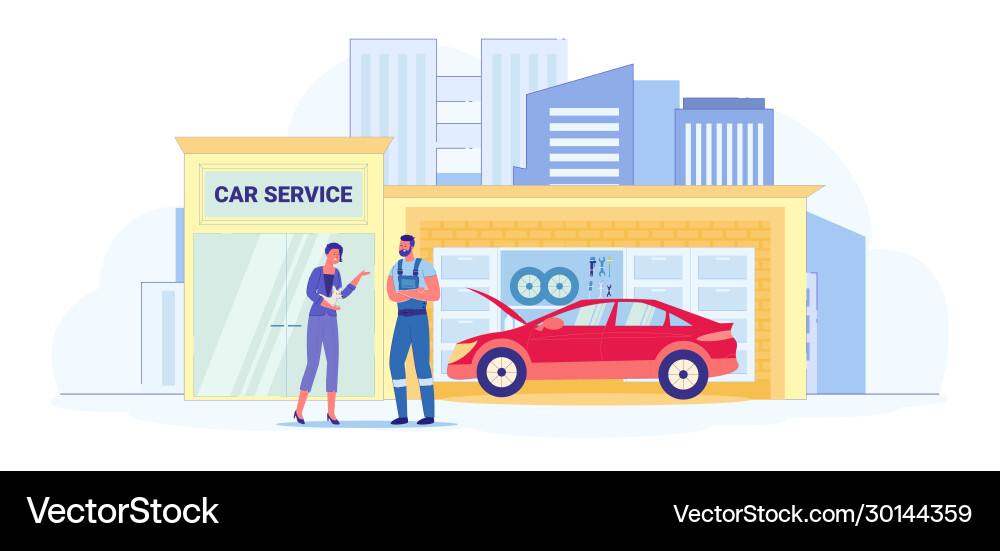 Car repairing service doing vehicle diagnostics Car repairing service doing vehicle diagnostics vector image