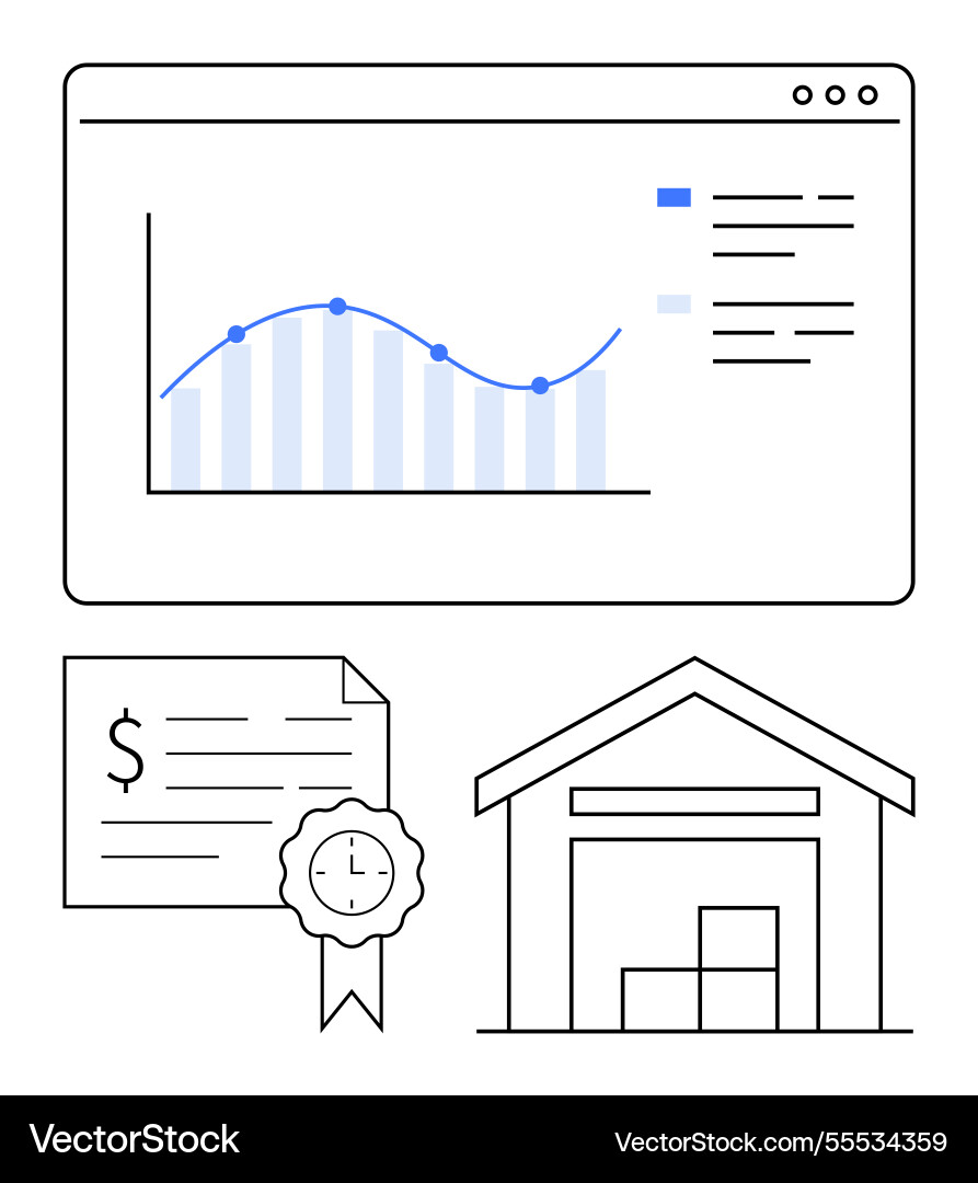 Data analysis chart with financial certificate Data analysis chart with financial certificate Vector Image