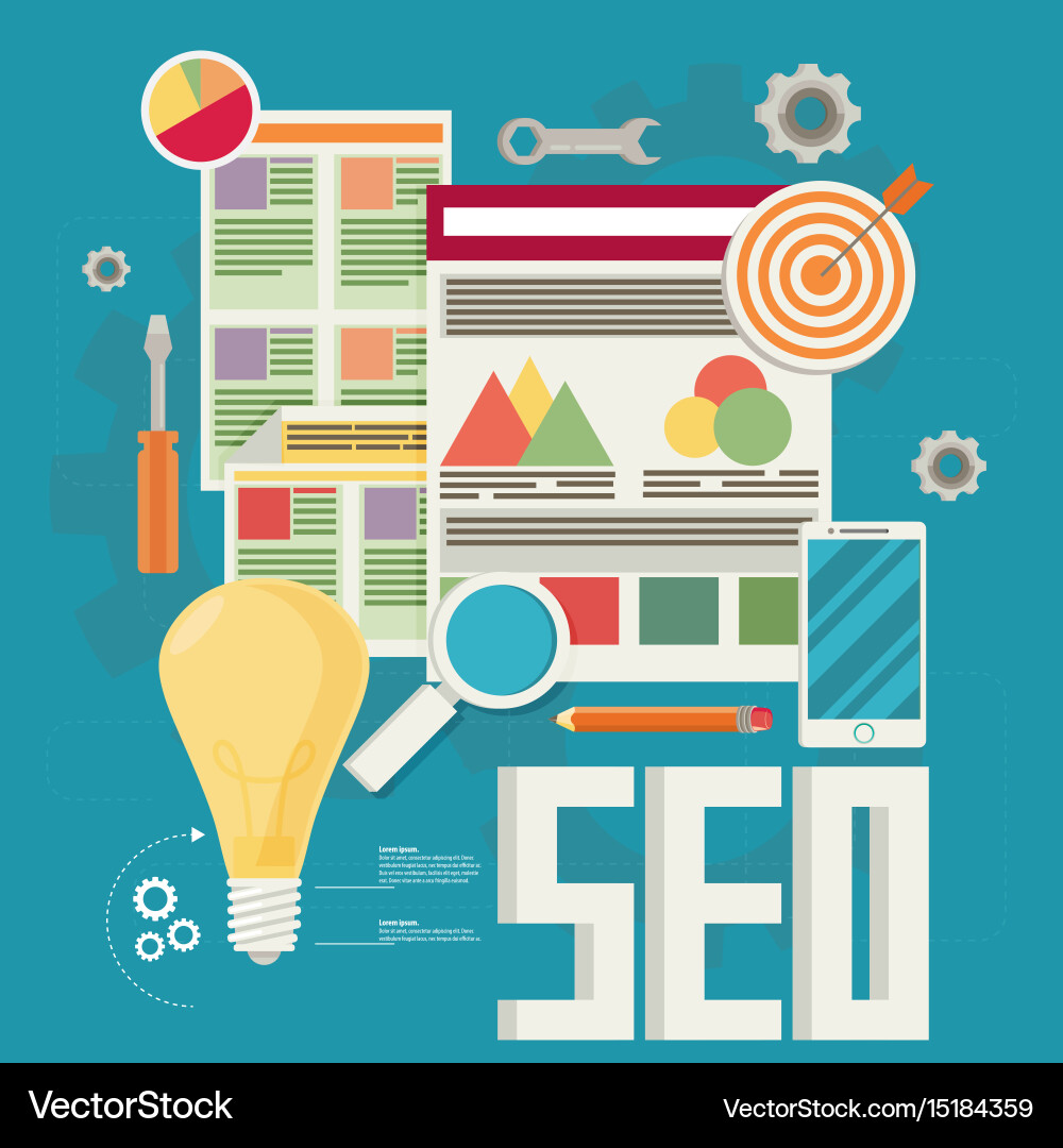 Flat of web analytics information and development vector image