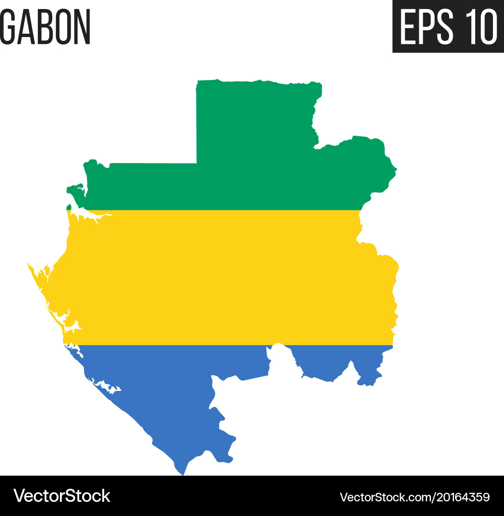 Gabon map border with flag eps10 vector image