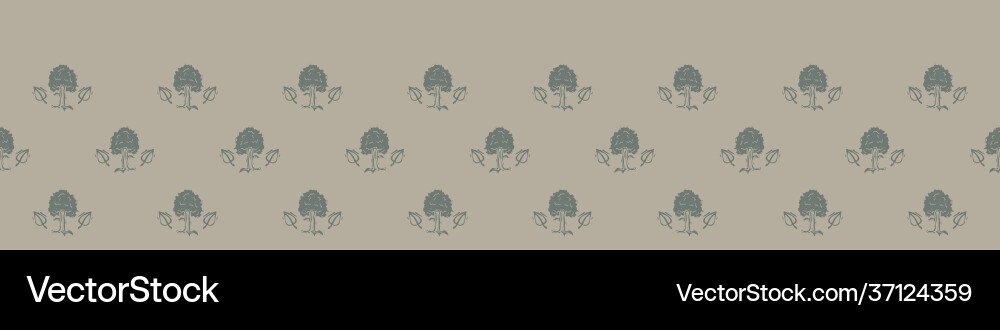 Hand carved tree block print seamless border Hand carved tree block print seamless border Vector Image
