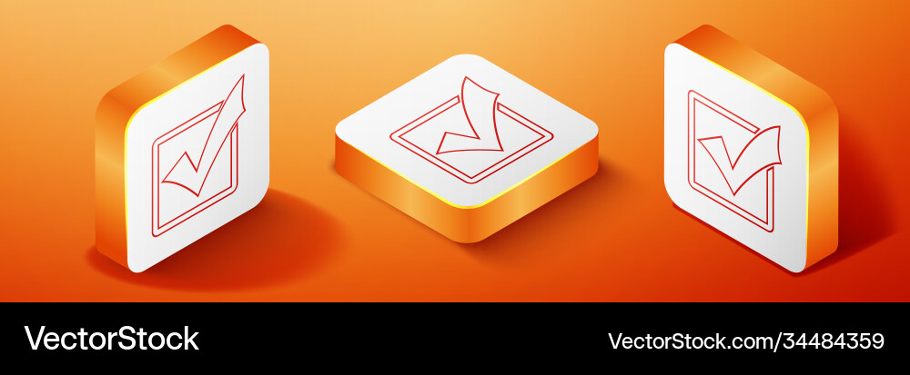 Isometric check mark in a box line icon isolated Vector Image