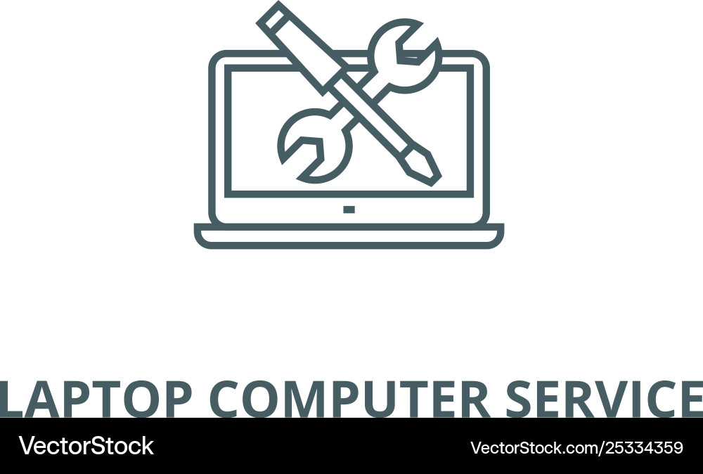 Laptop computer service line icon linear Laptop computer service line icon linear vector image