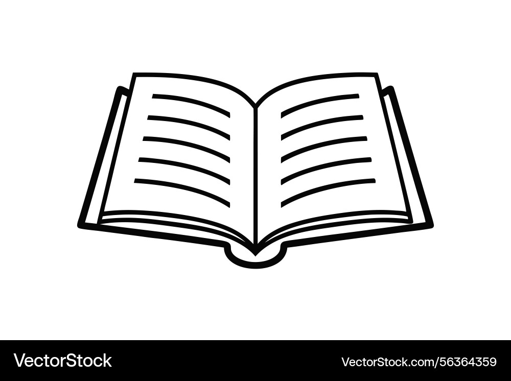 Line art icon set open notebook with blank pages vector image