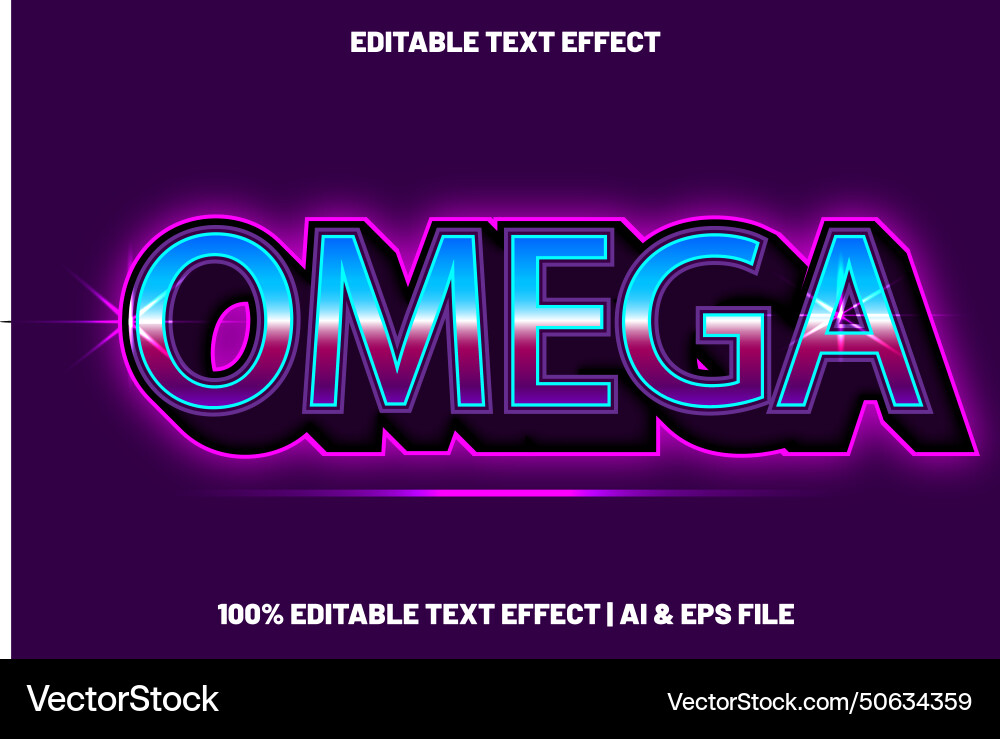 Omega editable text effect retro style Vector Image