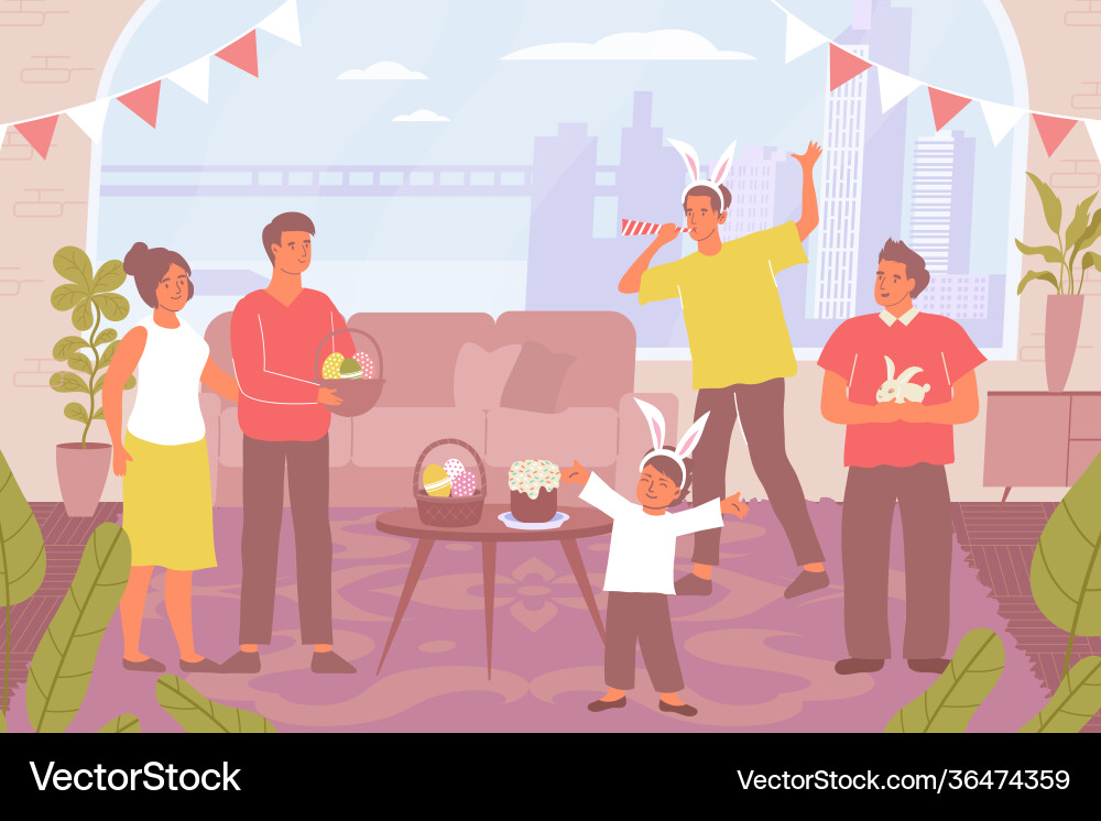 Ostern Home Party Zusammensetzung Ostern Home Party Zusammensetzung vektorbild