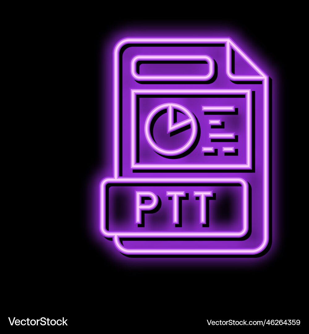 Ppt file format document neon glow icon Ppt file format document neon glow icon vector image