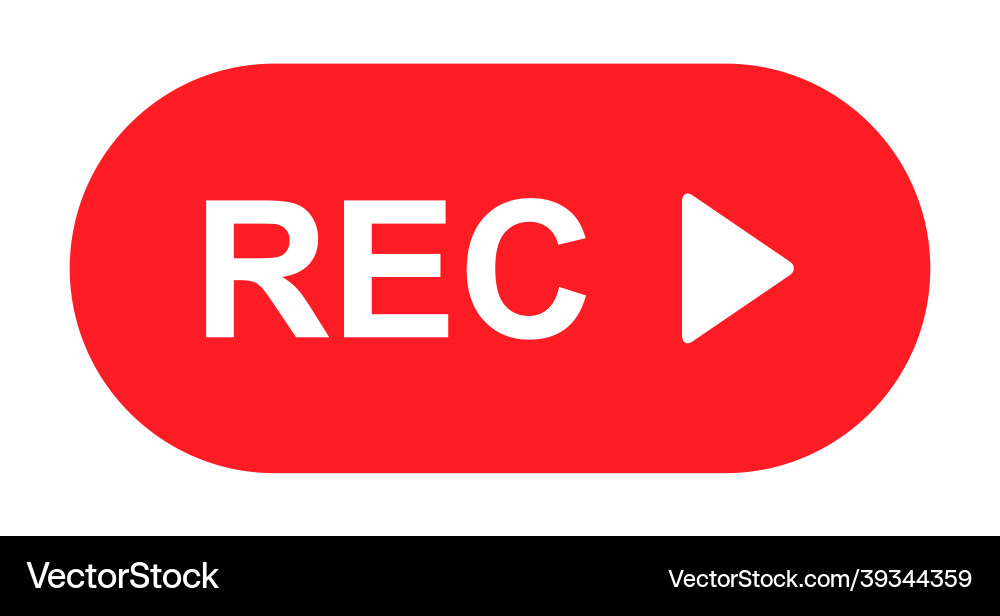 Recording sign button red app panel rec symbol Recording sign button red app panel rec symbol vector image
