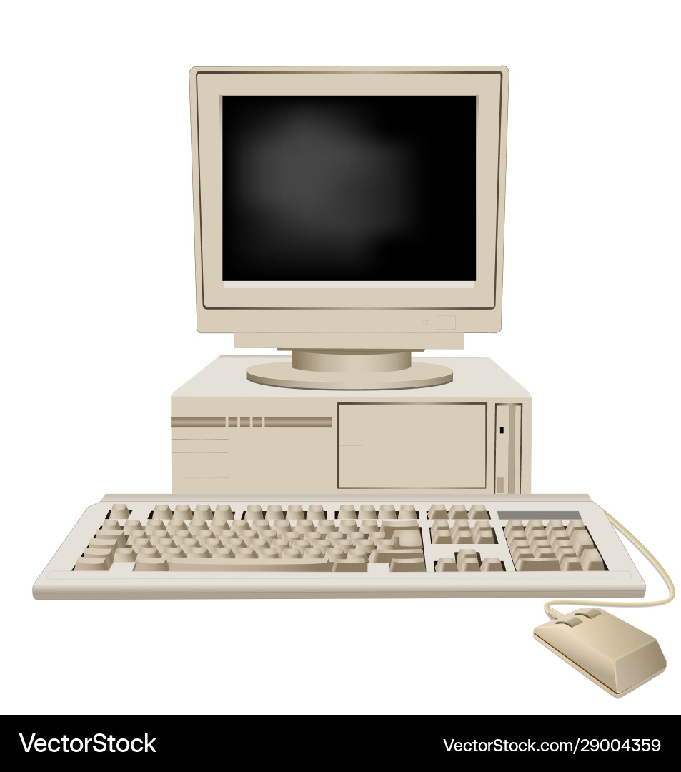Retro Personal Computer mit Systemeinheit groß Retro Personal Computer mit Systemeinheit groß vektorbild