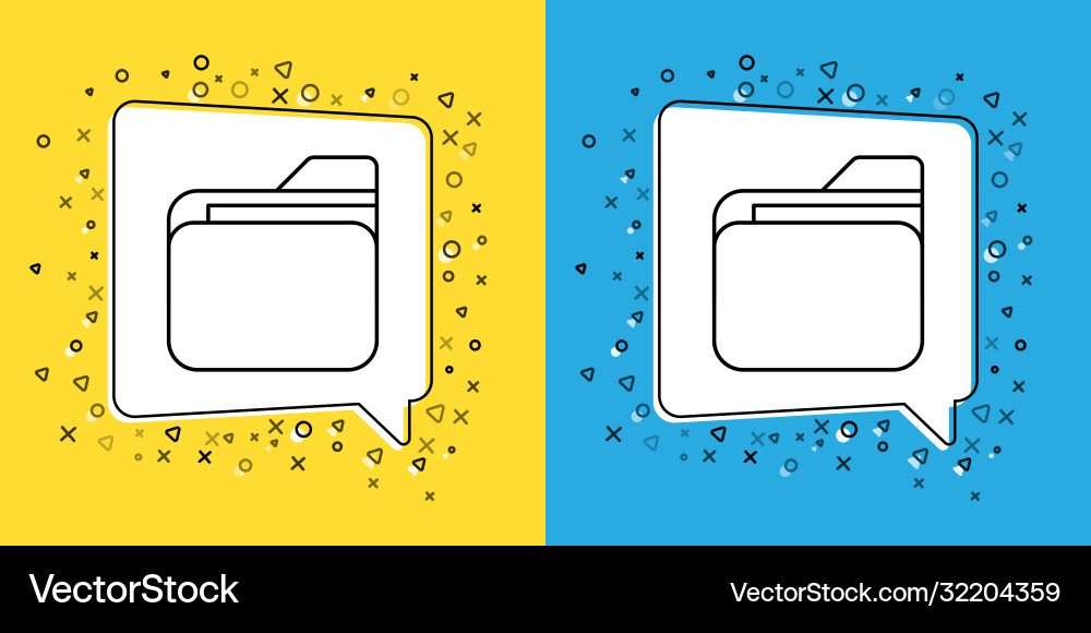 Set line document folder icon isolated on yellow Set line document folder icon isolated on yellow vector image