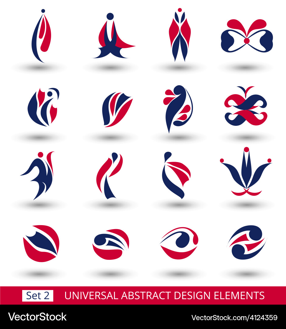 Set of different abstract flat red elements vector image