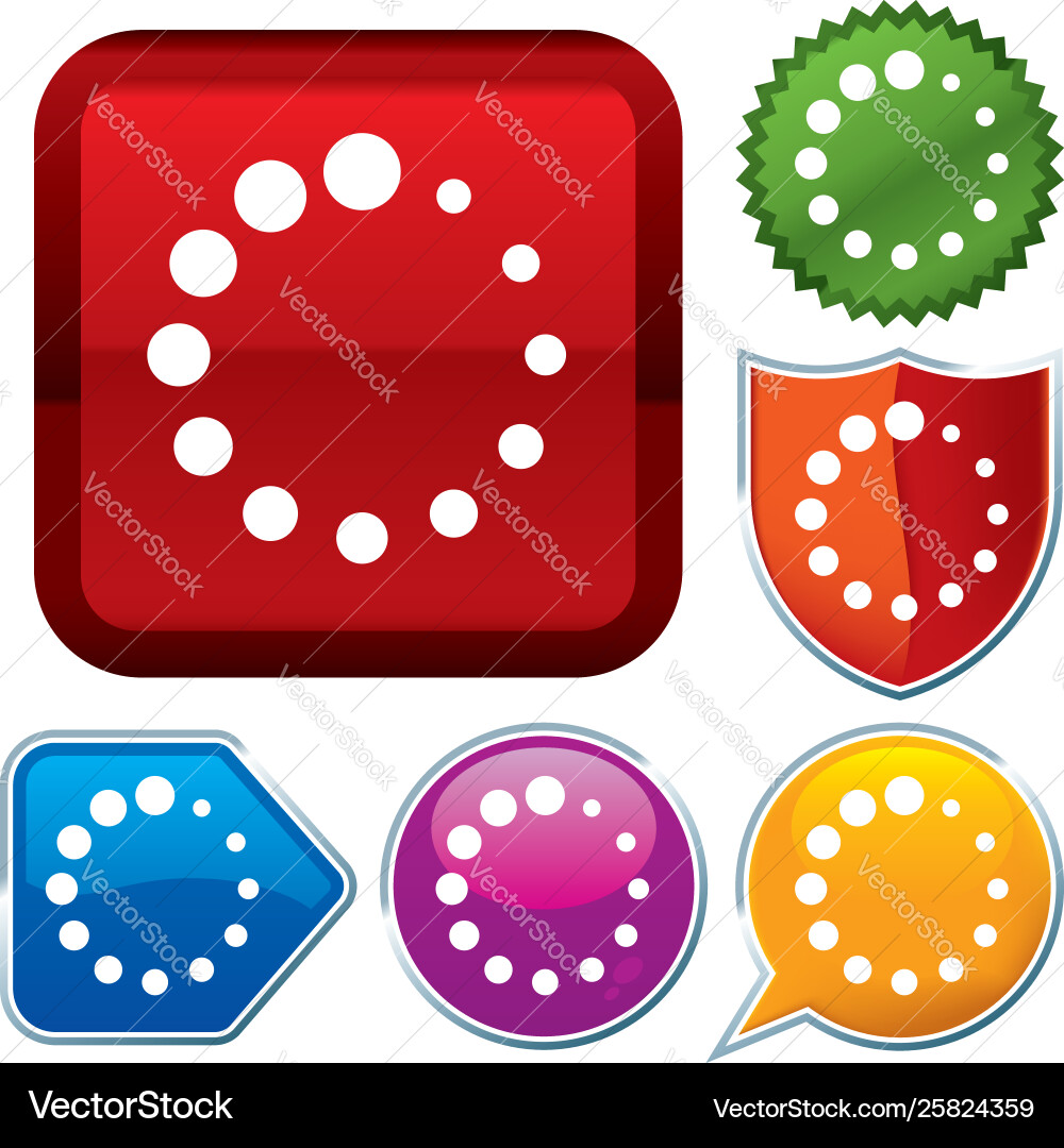 Set shiny icon series on buttons processing vector image