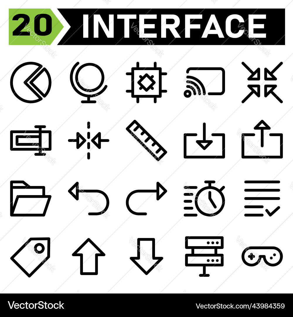 User interface icon set include pie cart info Vector Image