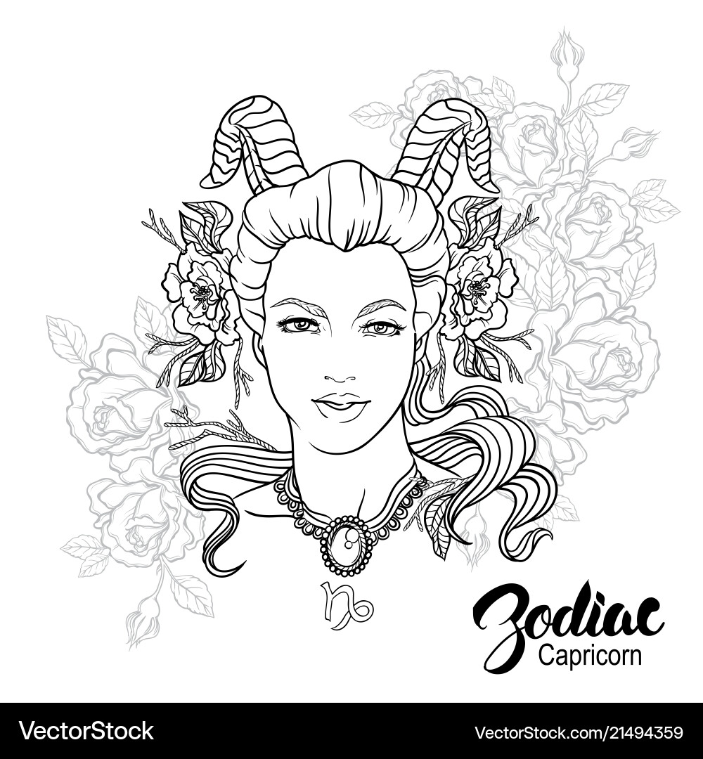 Zodiac capricorn als Mädchen Zodiac capricorn als Mädchen vektorbild