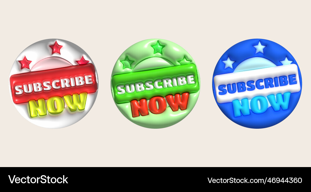 3d subscribe icon button element 3d subscribe icon button element vector image