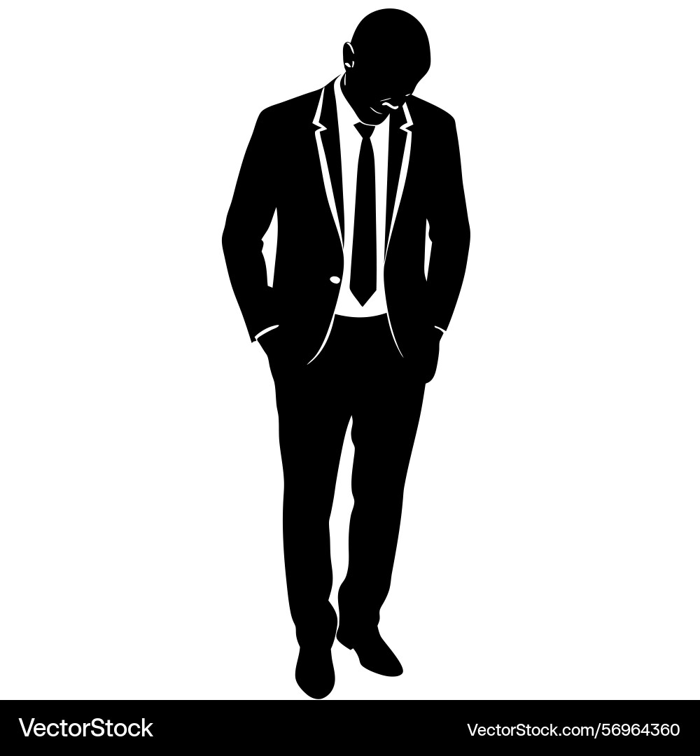 Businessman silhouette standing pensive suit tie Vector Image