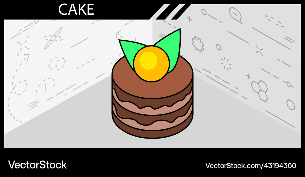 Cake isometric design icon web 3d colorful Cake isometric design icon web 3d colorful vector image