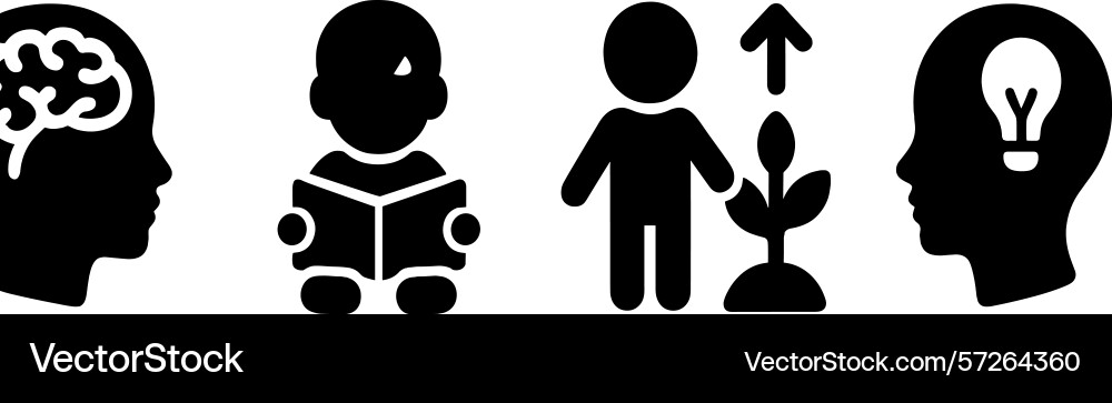 Concepts of growth and learning represented Concepts of growth and learning represented vector image