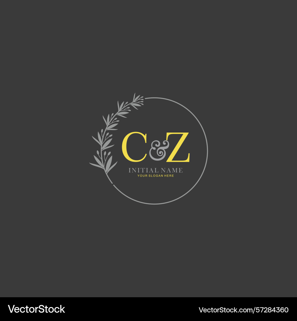 Cz initial logo templates with botanical elements Cz initial logo templates with botanical elements vector image