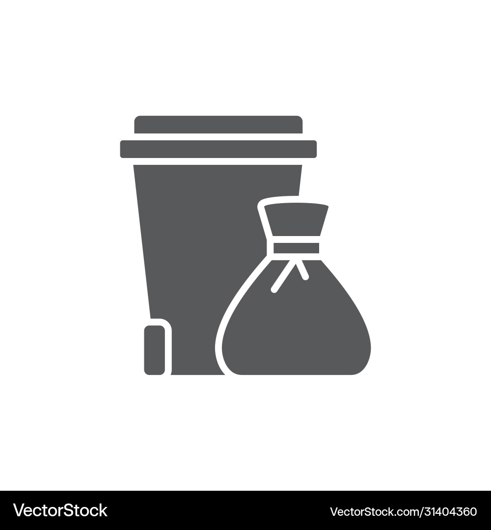 Garbage trash bin and bag icon symbol isolated Garbage trash bin and bag icon symbol isolated vector image