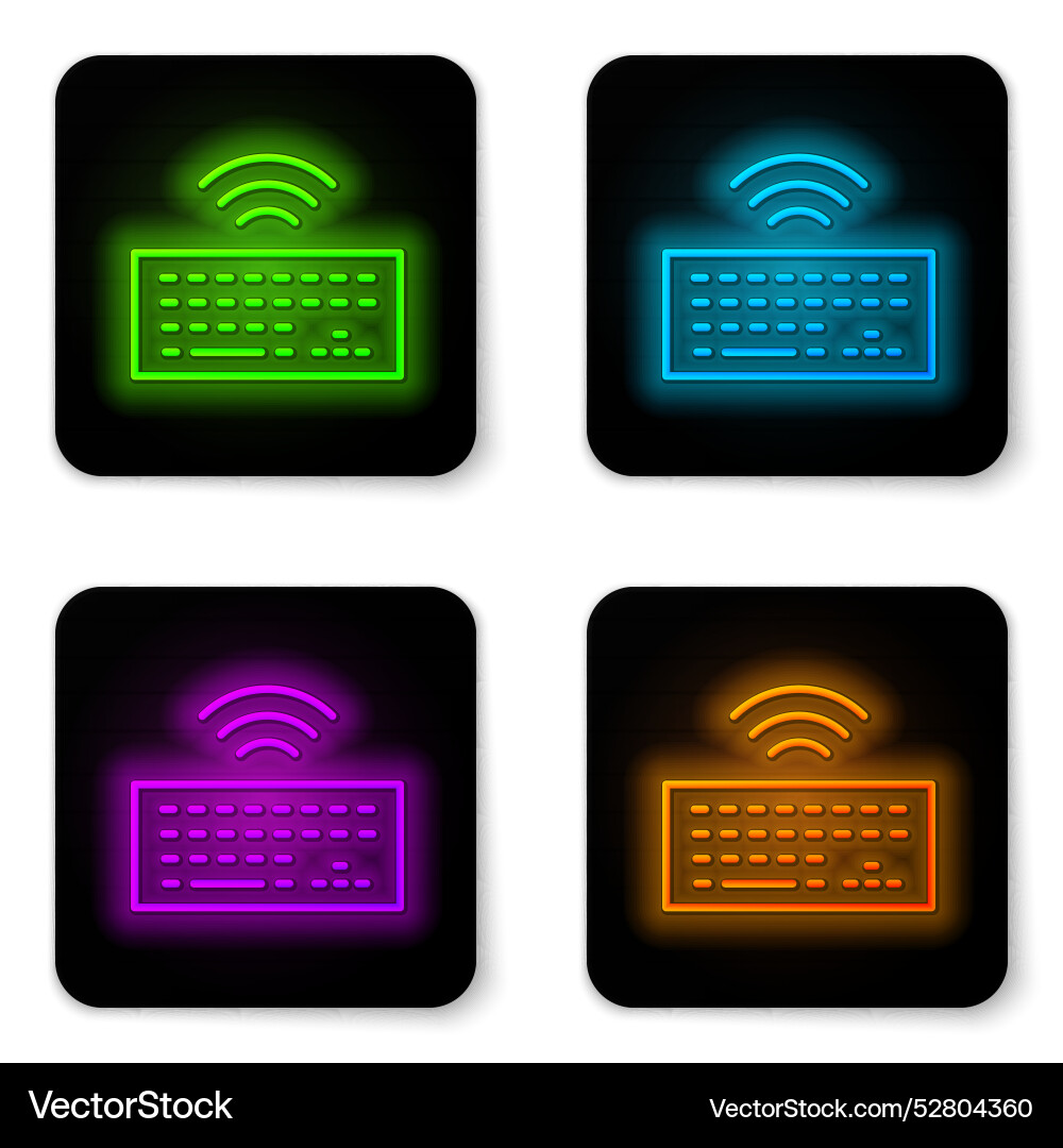 Glowing neon line wireless computer keyboard icon Glowing neon line wireless computer keyboard icon vector image