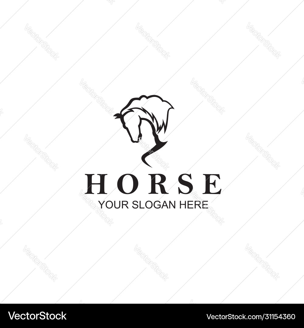 Horse Head Icon - Monochrome Vector Image