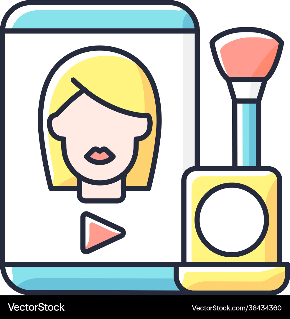Make up tutorial videos rgb color icon Make up tutorial videos rgb color icon Vector Image