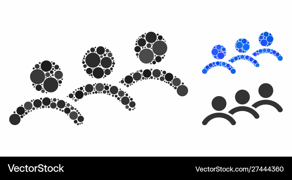Man queue mosaic icon round dots Man queue mosaic icon round dots vector image