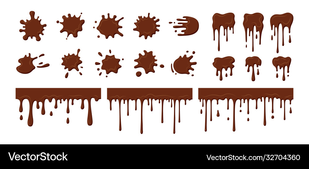Melted chocolate streams dripping blob set Melted chocolate streams dripping blob set vector image