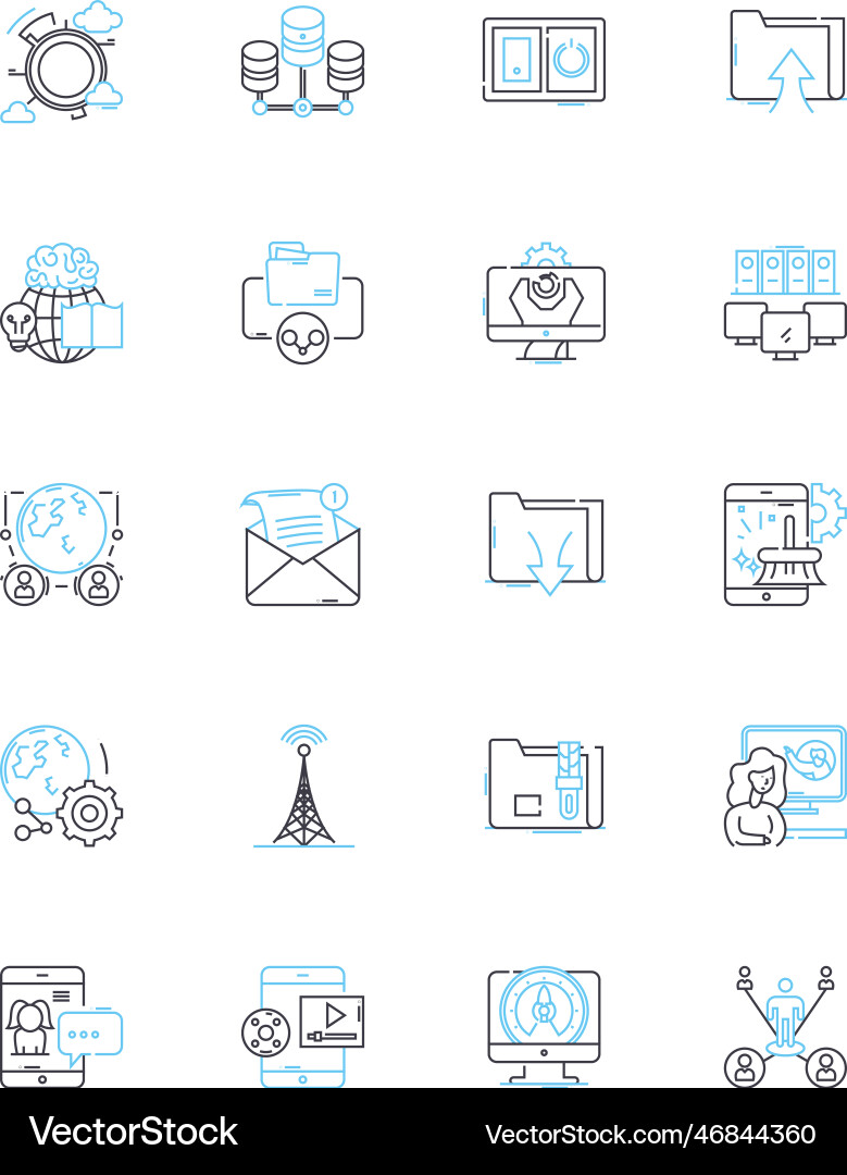 Online chatting linear icons set conversation Vector Image