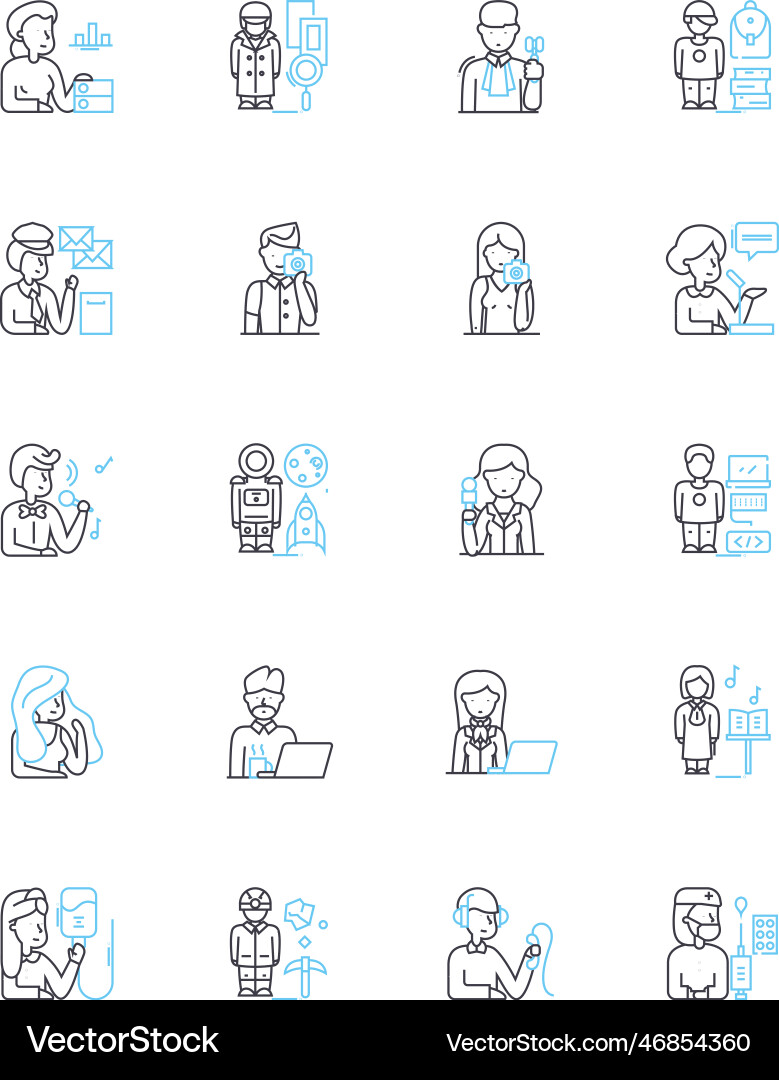 Quick duties linear icons set swift rapid hasty vector image