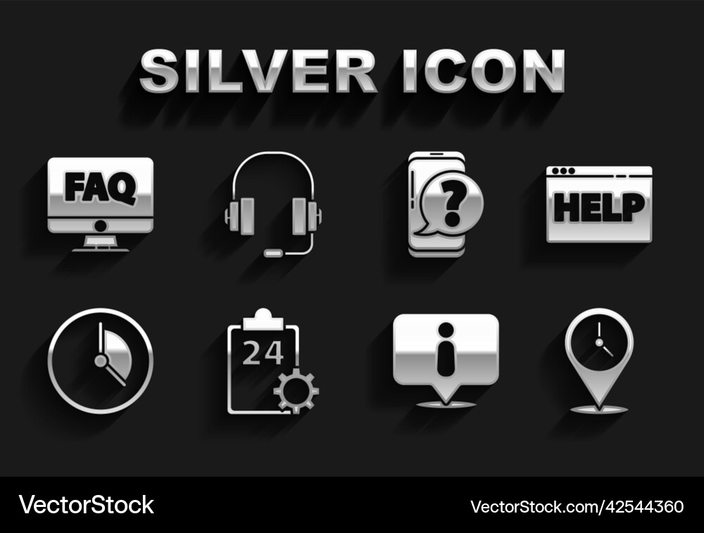 Set checklist with 24 hours service browser help Set checklist with 24 hours service browser help Vector Image