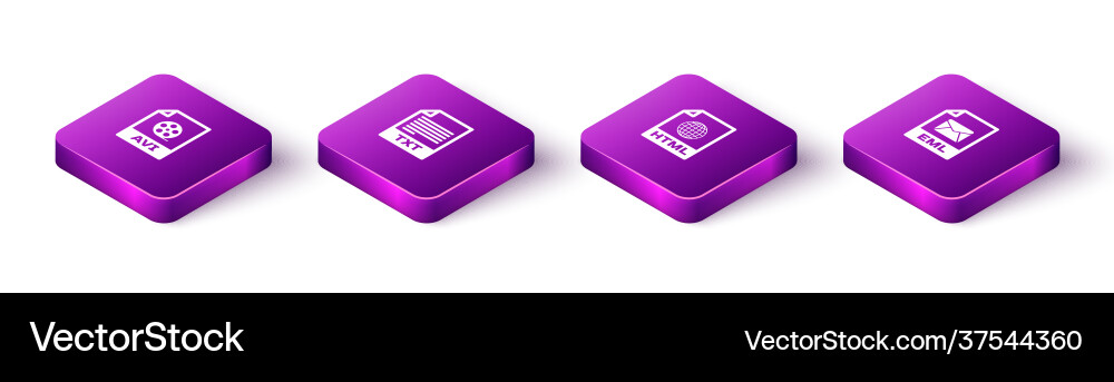 Set isometric avi file document txt html and eml Set isometric avi file document txt html and eml vector image