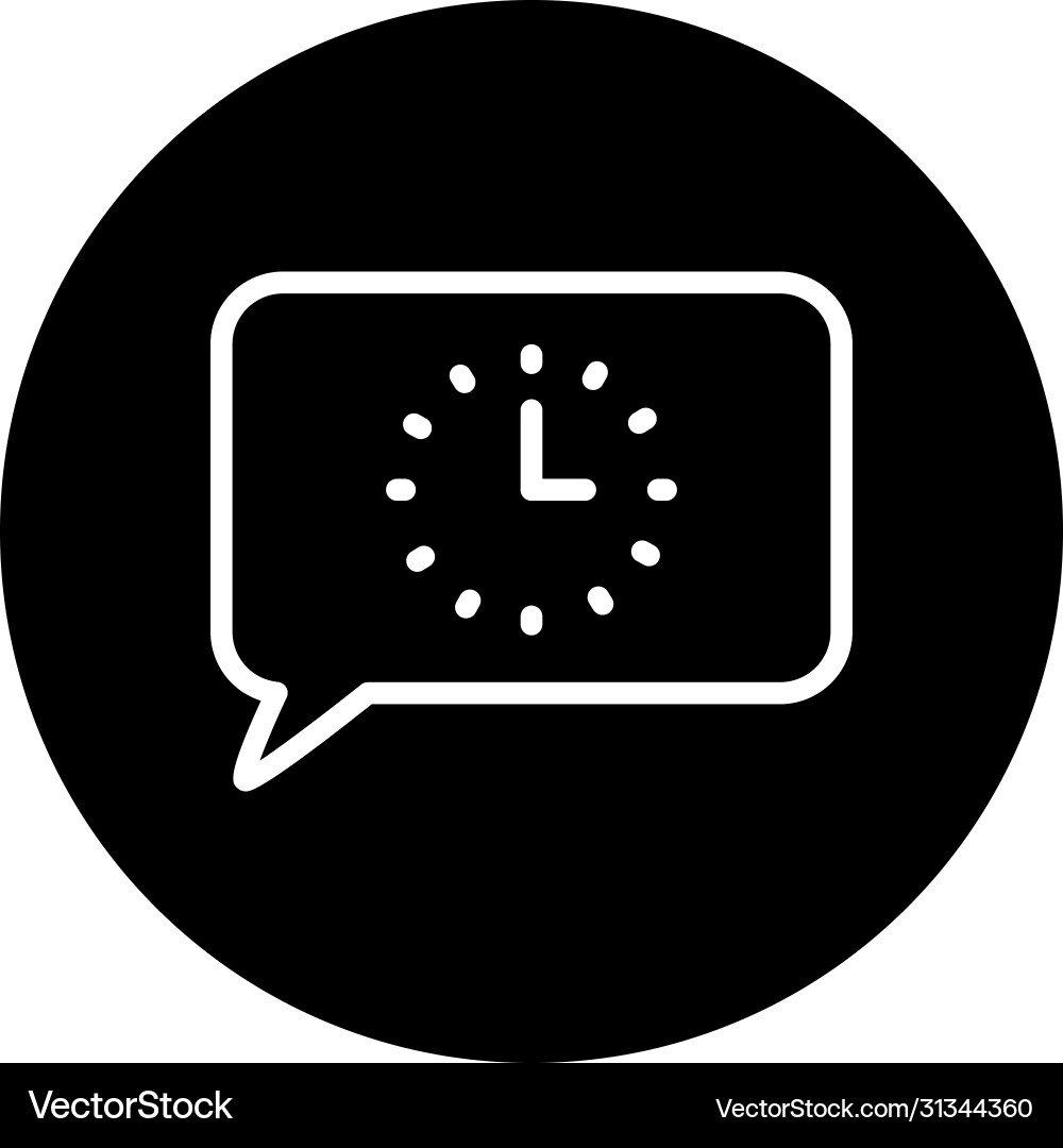 Speech bubble with clock icon block style vector image