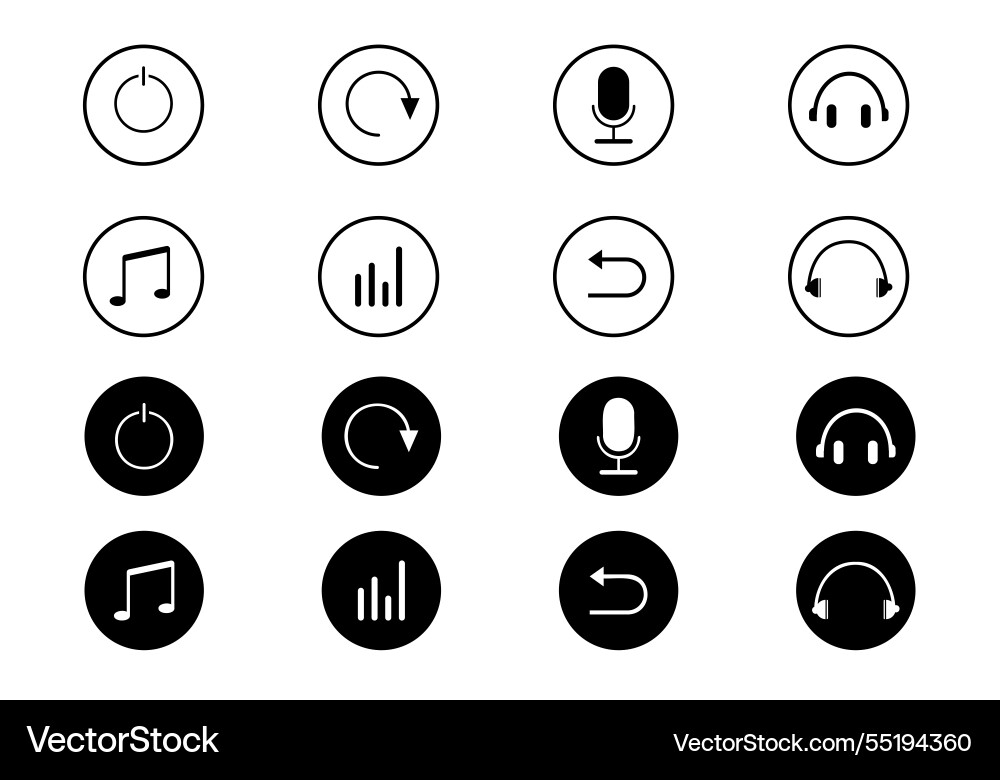 Stylized media player control buttons smooth Vector Image