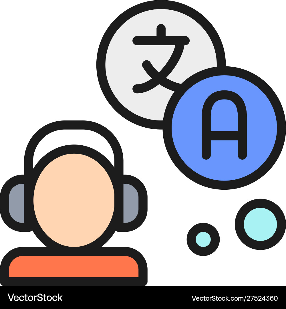 Translator interpreter flat color line Translator interpreter flat color line vector image