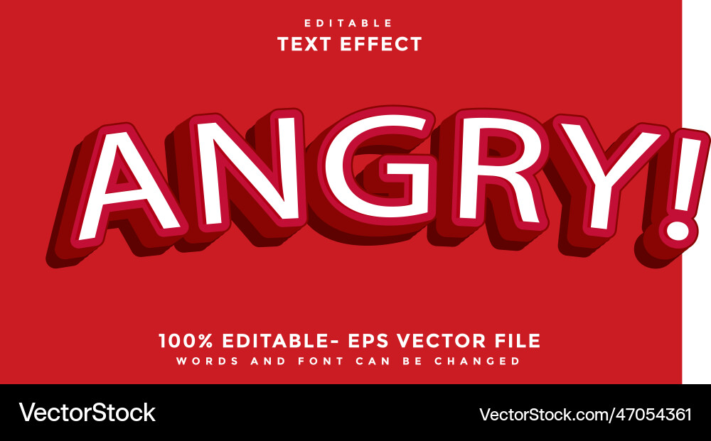 3d minimal word angry editable text effect design 3d minimal word angry editable text effect design vector image
