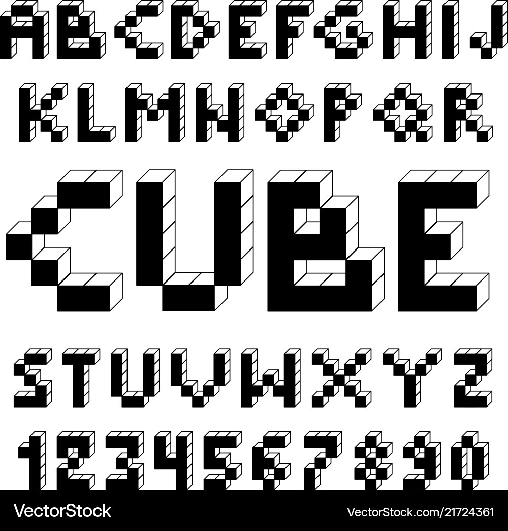 8-bit Retro Pixel Font - Alphabet Vector Image