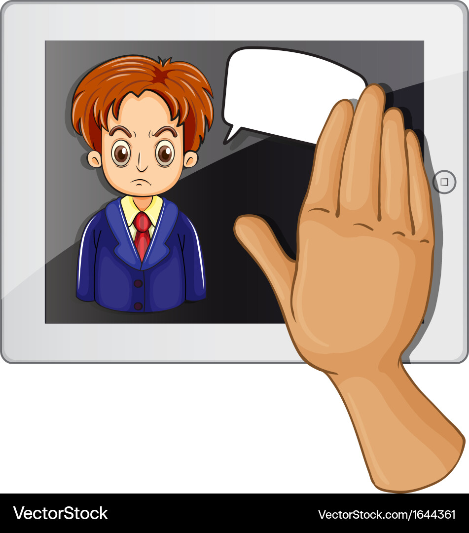 A gadget with an angry man having empty vector image
