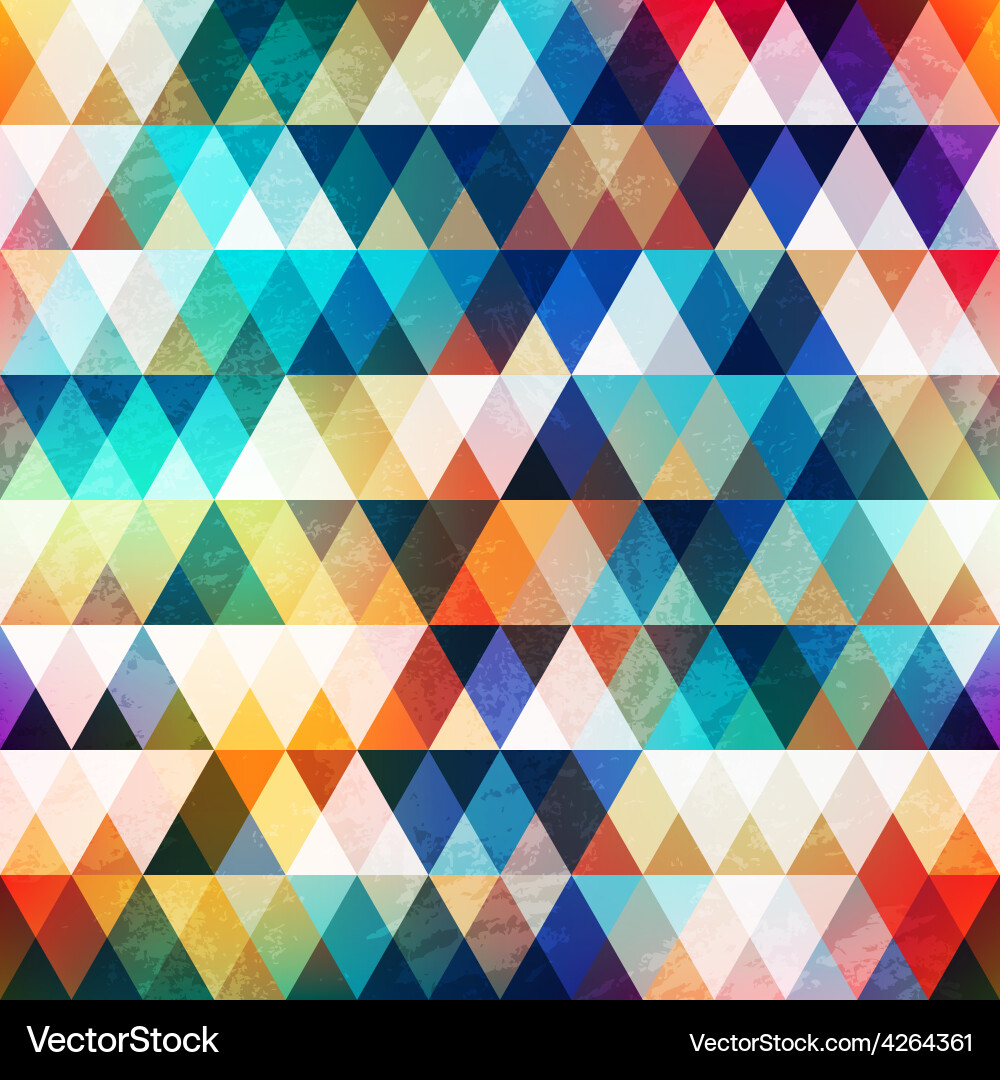 Bright triangle seamless pattern with grunge vector image