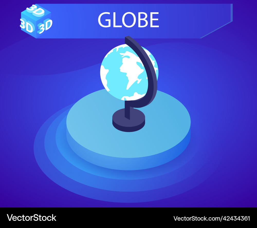 Globe isometric design icon web 3d colorful Vector Image