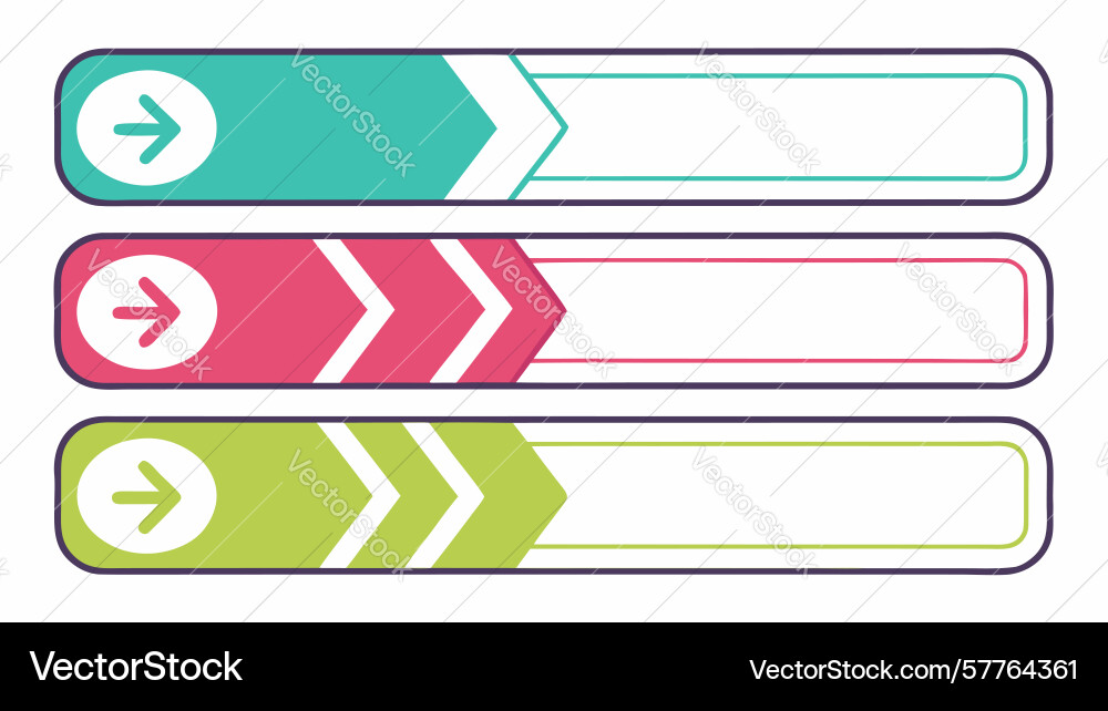 Gradient horizontal ui buttons with arrows design vector image