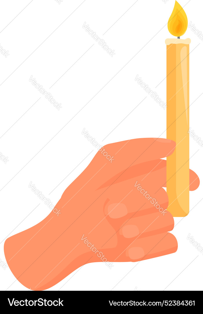 Hand halten brennende Kerze Wachs Licht Hand halten brennende Kerze Wachs Licht vektorbild